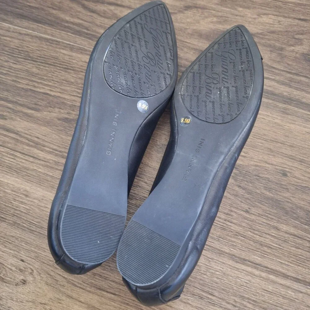 💙 Gianni Bini Leather Upper Pointed Toe Ballet Flats Size 9.5 Preppy Office Wor